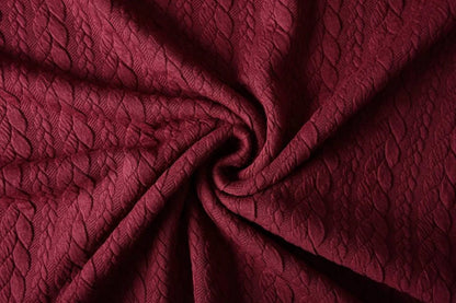 Pilt trikotaažkangast kudumimustriga - bordo punutised 340 g/m² – saadaval Šarlotes audumites
