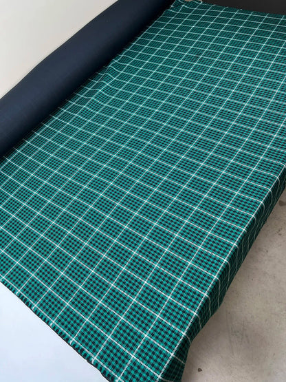 Tweed de laine à carreaux verts 400 g/m²