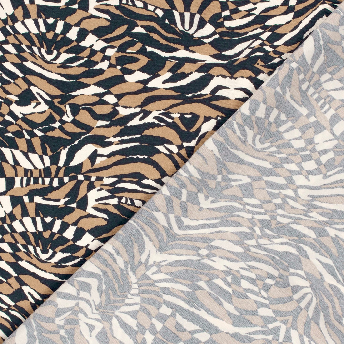 Attēls ar Viskozes audums - brūns zebras motīvs 125 g/m² – pieejams Šarlotes audumi