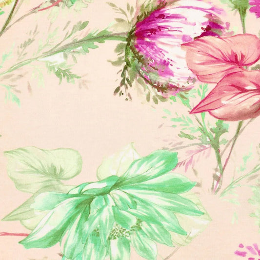 Attēls ar Viskozes trikotāža - ziedi 220 g/m² – pieejams Šarlotes audumi