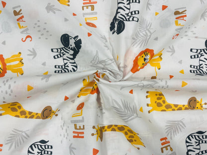 100% Baumwollstoff – Afrikanische Tiere 130 g/m²