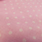 100% Kokvilnas audums-baltas pumpiņas uz rozā fona (4 mm) 130 g/m²
