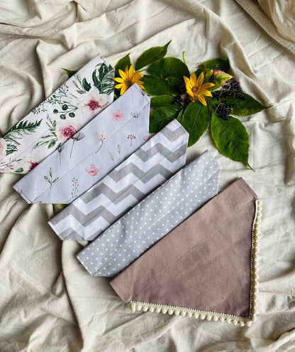 Tissu 100 % coton à zigzags blancs et gris, 130 g/m²