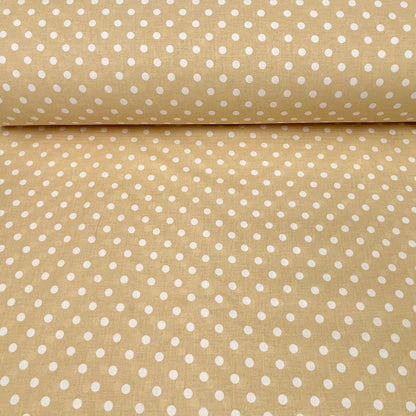 100 % Tissu en coton à pois sur fond jaune pâle 125 g/m²