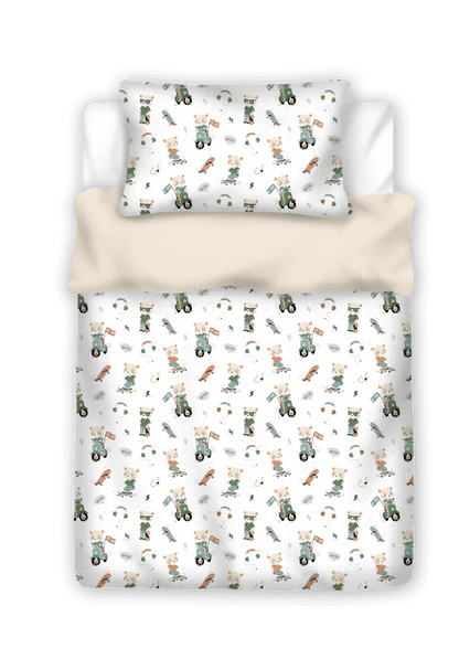100 % Baumwollstoff – sportlicher Bär 125 g/m²