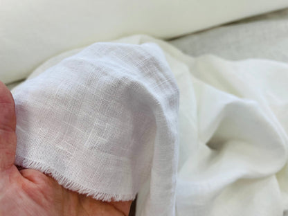 100% weichgewaschenes Leinen, weiß, 185 g/m²