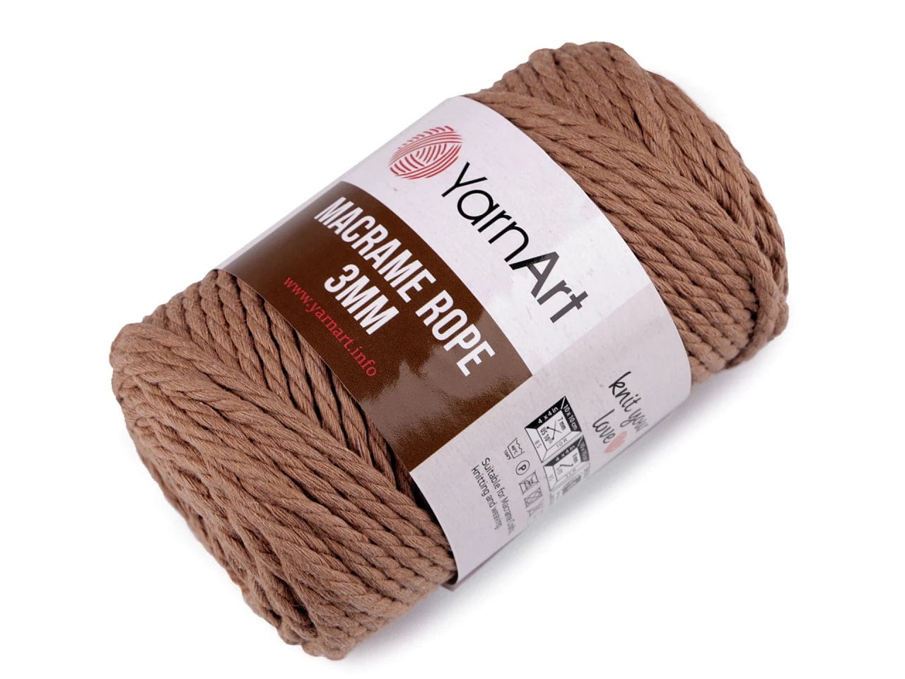 Dzija-aukla Yarn Art Macrame-gaiši brūna 75m 250g #788