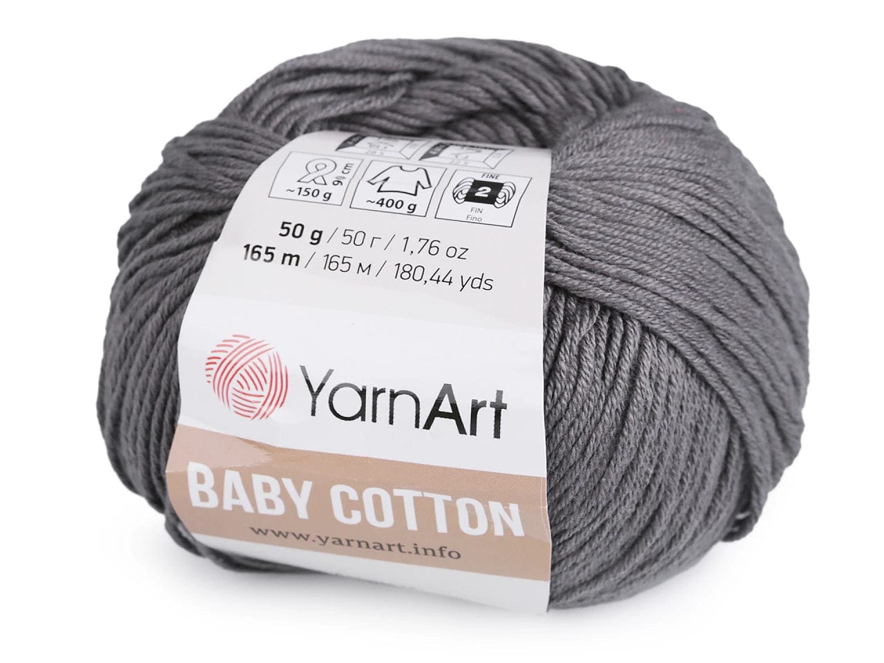 Dzija Yarn Art Baby Cotton-pelēka 165m 50g #454