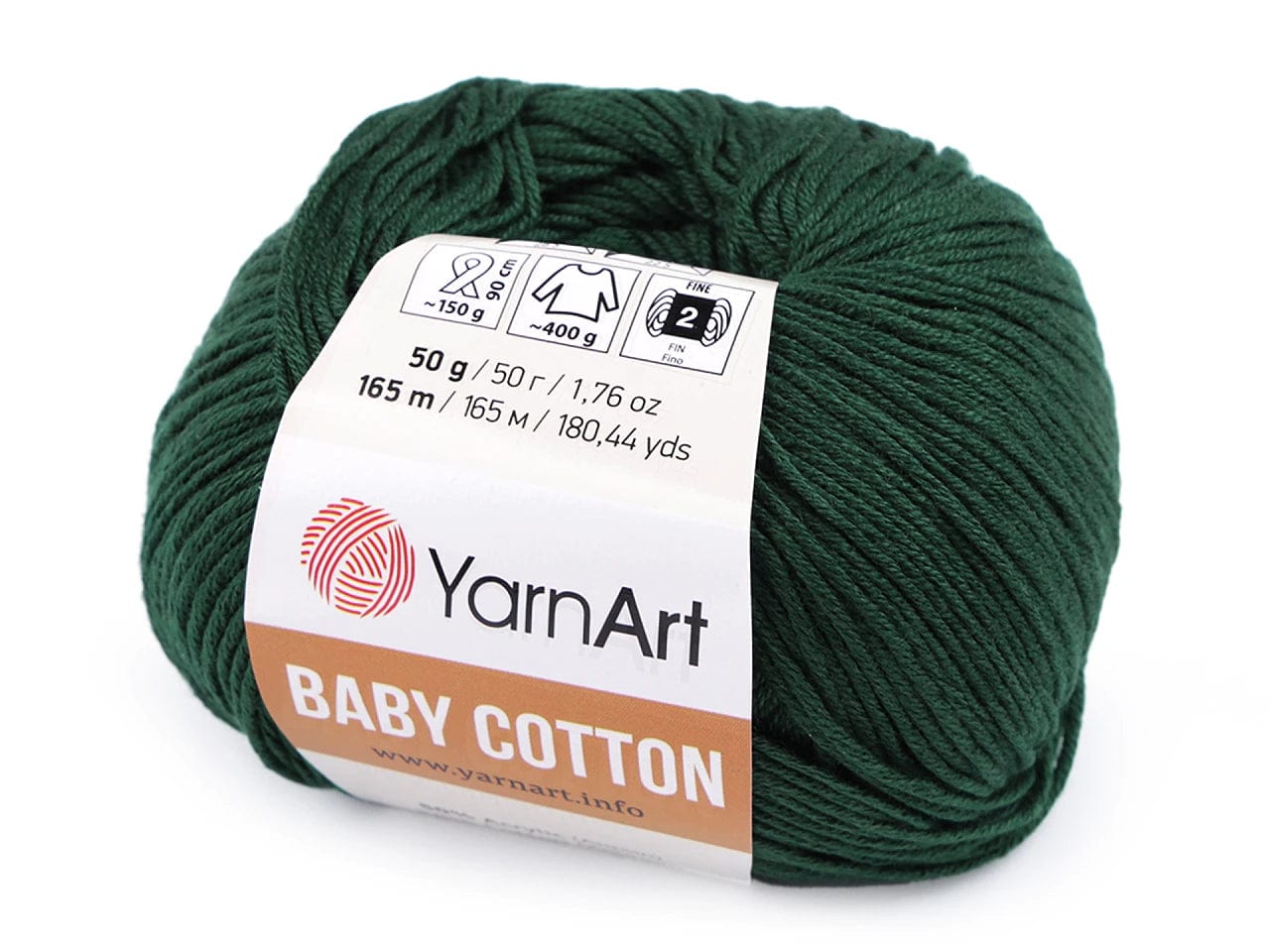 Dzija Yarn Art Baby Cotton-tumši zaļa 165m 50g #444