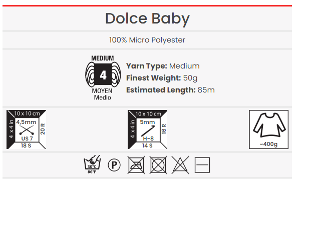 Dzija Yarn Art Dolce Baby-Zefīra dzija-fuksija 85m 50g #759