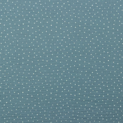 Mousseline à pois sur fond bleu 125 g/m²